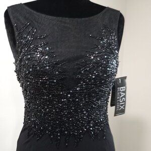 NEW BASIX BLACK LABEL EMBELLISHED BEADED SHEER COCKTAIL DRESS WOMEN SIZE 6